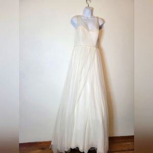 Jenny yoo size 10 magnolia wedding dress in winter white w/ tulle and beads